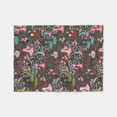 ピンクレトロキノコ フリースブランケット (正面(横))