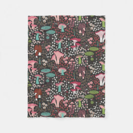 ピンクレトロキノコ フリースブランケット