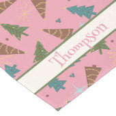 ピンクレトロクリスマスツリーテーブルランナー ショートテーブルランナー (コーナー)