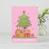 ピンクレトロクリスマスツリー シーズンカード (スタンド正面)
