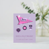 ピンクレトロクリスマスビッグリボン グリーティングカード シーズンポストカード (スタンド正面)