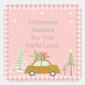 ピンクレトロクリスマスベーキンググディトリートスクエア スクエアシール (正面)