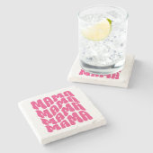 ピンクレトログルービーかわいいママ母の日ママ ストーンコースター (横)