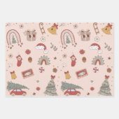 ピンクレトログルービーカークリスマスツリー ラッピングペーパーシート (正面)