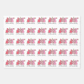 ピンクレトログルービークリスマス ラッピングペーパーシート (正面)