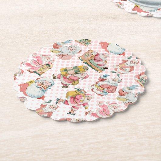 ピンクレトログルービーサンタクロース ペーパーコースター (アングル)