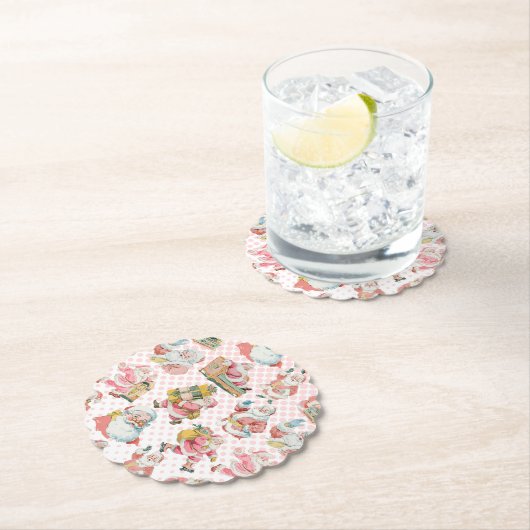 ピンクレトログルービーサンタクロース ペーパーコースター (インサイチュ)