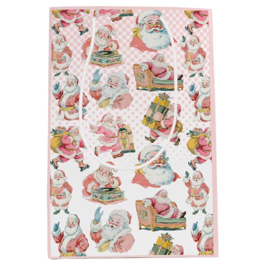 ピンクレトログルービーサンタクロース ミディアムペーパーバッグ (正面)