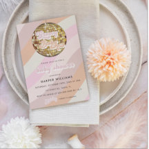 ピンクレトログルービーベビーシャワー招待状