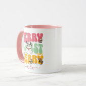 ピンクレトログルービーメリークリスマスかわいい名 マグカップ (正面左)