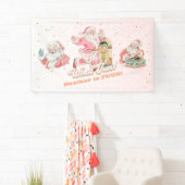 ピンクレトログルーヴィサンタクロース – ガールバースデーパーティー 横断幕 (インサイチュ)