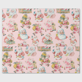 ピンクレトログルーヴィサンタクロース – クリスマス ラッピングペーパー