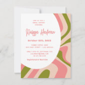 ピンクレトログルーヴィブライダルシャワー 招待状 (正面)