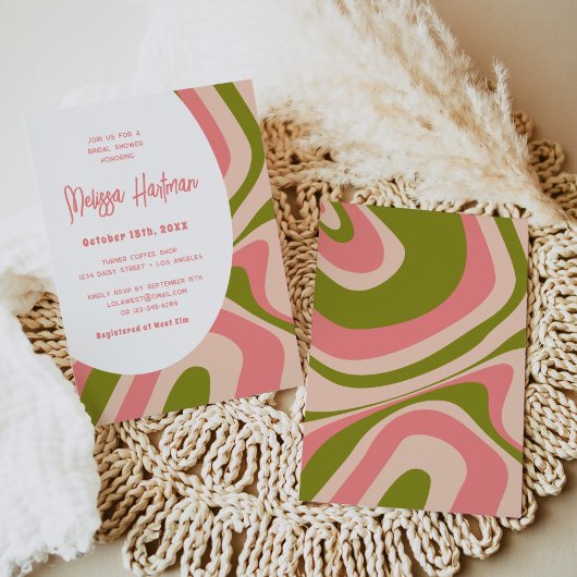 ピンクレトログルーヴィブライダルシャワー 招待状