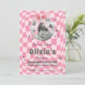 ピンクレトログルーヴィーコケッタディスコボール誕生日 招待状 (スタンド正面)