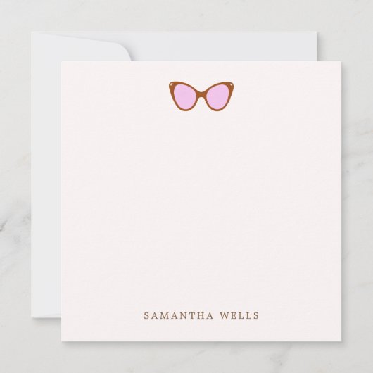 ピンクレトロサングラスパーソナライズされたありがとう サンキューカード (正面)