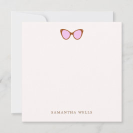 ピンクレトロサングラスパーソナライズされたありがとう サンキューカード