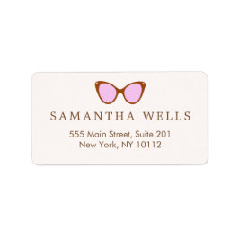 ピンクレトロサングラスパーソナライズされた ラベル