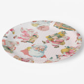 ピンクレトロサンタクロースをテーマにしたクリスマスパーティー ペーパープレート (アングル)