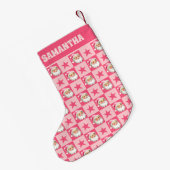 ピンクレトロサンタクロースピンクタータンチェックプレイド スモールクリスマスストッキング (裏面 (吊り時))