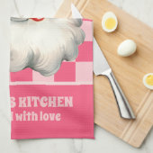 ピンクレトロサンタクロースピンクタータンチェック格子模様クリスマス キッチンタオル (四つ折り)