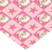 ピンクレトロサンタクロースピンクタータンチェック格子模様クリスマス ショートテーブルランナー (コーナー)