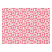 ピンクレトロサンタクロースピンクタータンチェック格子模様クリスマス テーブルクロス (正面(横))