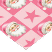 ピンクレトロサンタクロースピンクタータンチェック格子模様クリスマス テーブルクロス (アングル)