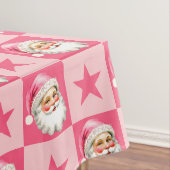 ピンクレトロサンタクロースピンクタータンチェック格子模様クリスマス テーブルクロス (インサイチュ)