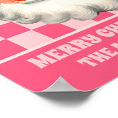 ピンクレトロサンタクロースピンクタータンチェック格子模様クリスマス ポスター (角)