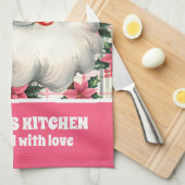 ピンクレトロサンタクロースフローラプレイド キッチンタオル (四つ折り)