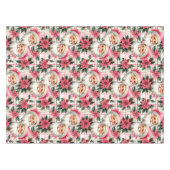 ピンクレトロサンタクロースフローラプレイド テーブルクロス (正面(横))
