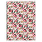 ピンクレトロサンタクロースフローラプレイド テーブルクロス (正面)