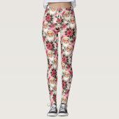 ピンクレトロサンタクロースフローラプレイド レギンス (正面)