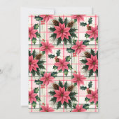 ピンクレトロサンタクロースフローラ格子模様クリスマス 招待状 (裏面)