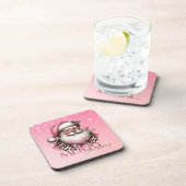 ピンクレトロサンタクロースヴィンテージメリークリスマス コースター (右側)