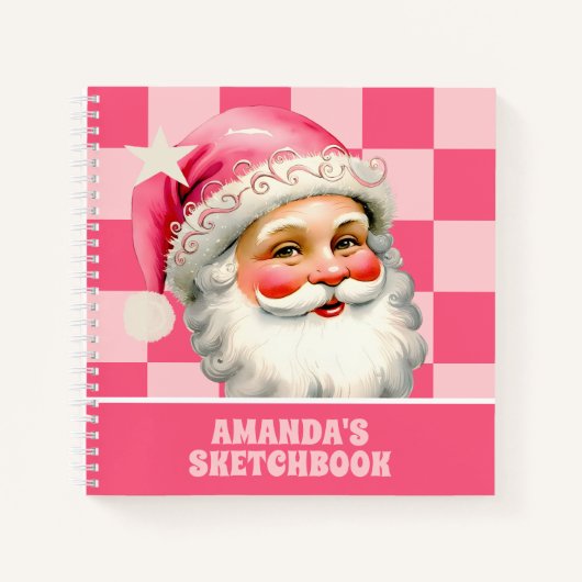 ピンクレトロサンタクロースChristmas Kids Sketchbook ノートブック (正面)