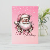 ピンクレトロサンタメリークリスマス シーズンカード (スタンド正面)