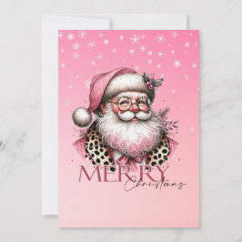 ピンクレトロサンタメリークリスマス シーズンカード