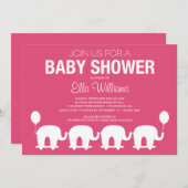 ピンクレトロサーカス|ベビーシャワー招待状 招待状 (正面/裏面)