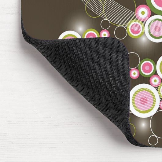 ピンクレトロサークルシックきらめくクリスマスツリー マウスパッド (コーナー)