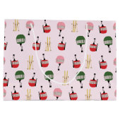 ピンクレトロスキーリフトゴンドラウィンタースキー ラージペーパーバッグ (裏面)