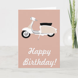 ピンクレトロスクーター誕生日カード カード
