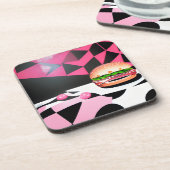 ピンクレトロスタイルハンバーガー コースター (左側)