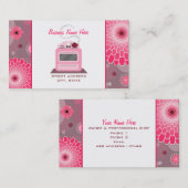 ピンクレトロストーブフラワーズ&ドッツシェフキャテラー 名刺 (正面/裏面)