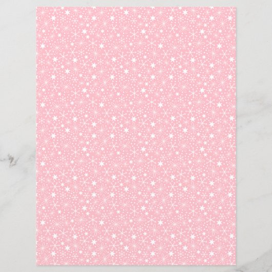 ピンクレトロスノーフレーク&スターズスクラップブック紙 (正面)