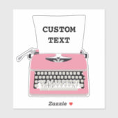 ピンクレトロタイプライター及びカスタム文字 シール (シート)