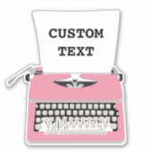 ピンクレトロタイプライター及びカスタム文字 シール (正面)