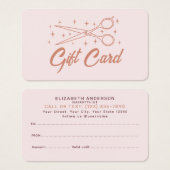 ピンクレトロタイポグラフィヘアスタイリストのギフトカード (正面&裏面)