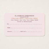 ピンクレトロタイポグラフィヘアスタイリストのギフトカード (裏面)